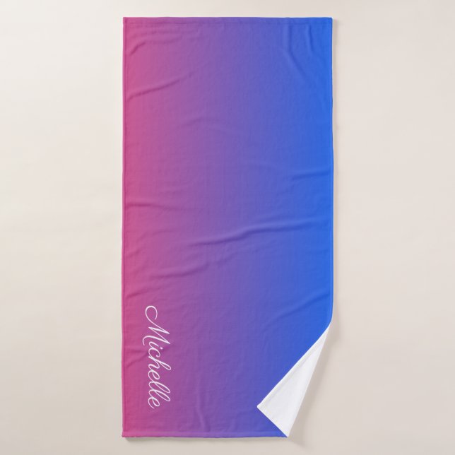 dégradé bleu et rose foncé personnalisé (Serviette de bain)