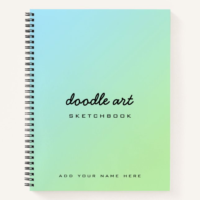 dégradé d'art de doodé carnet croquis bleu vert (Devant)