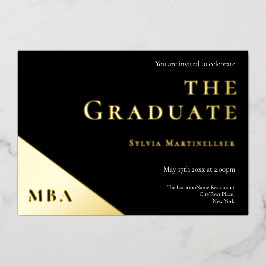 Degree Gold Black MBA Graduation Party Folieneinladung