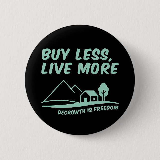 Degrowth Is Freedom: Buy Less, Live More Button (Vorderseite)