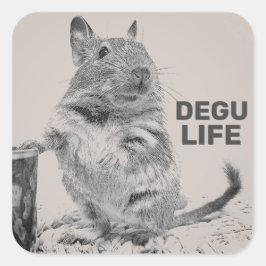 DEGU LIFE QUADRATISCHER AUFKLEBER