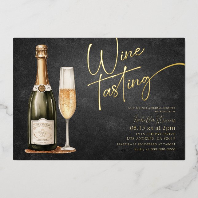 Dégustation De Vins Invitation De Douche Nuptiale (Recto)