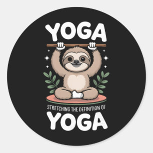 Dehnung der Definition von Yoga Faultier _2 Runder Aufkleber