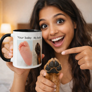 Dein Baby vs Mein Baby Hundepfoten-Meme Tasse