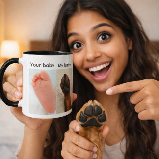 Dein Baby vs Mein Baby Hundepfoten-Meme Tasse