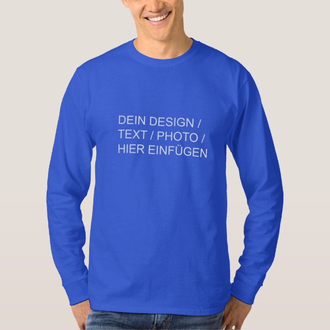 DEIN DESIGN / FOTO Herren Langarmshirt Shirt blau (Vorderseite)