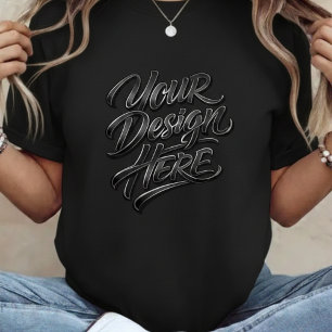 Dein Design hier Fettschrift Damen Schwarz T-Shirt