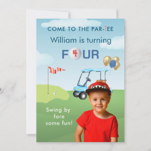 Dein Foto Jungen Golf Cart Par-tee 4. Geburtstag Einladung
