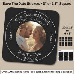 Dein Foto, Save The Date, Schwarz-Weiß-Unendlichke Quadratischer Aufkleber<br><div class="desc">Fügen Sie Ihr Foto hinzu</div>