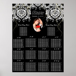 Dein Foto Schwarz Weiß Damast 140 + Sitzplan Poster