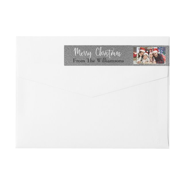 Dein Foto Silver Frohe Weihnachten Rücksendeadress (Rückseite)