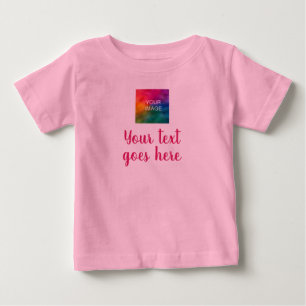 Dein Foto- und Skripttext-Trendy-Template Pink Baby T-shirt