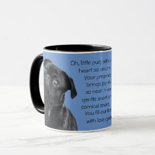 Dein Foto und Worte Schwarzer Mops-Welpe mit Gedic Tasse