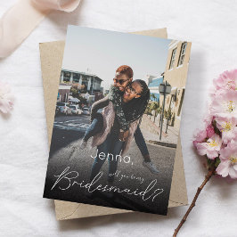 Dein Foto wirst du meine Bridesmaid sein? Weiß Einladung