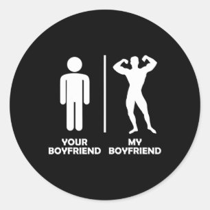 Dein Freund hat mein lustiges Bodybuilding Gym Des Runder Aufkleber
