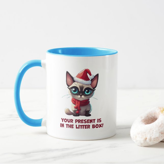 Dein Geschenk ist in der kleinen Box Weihnachtskat Tasse (Mit Donut)