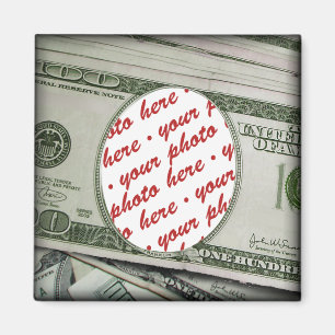 Dein Gesicht auf dem $100 Bill! Add-A-Foto Magnet