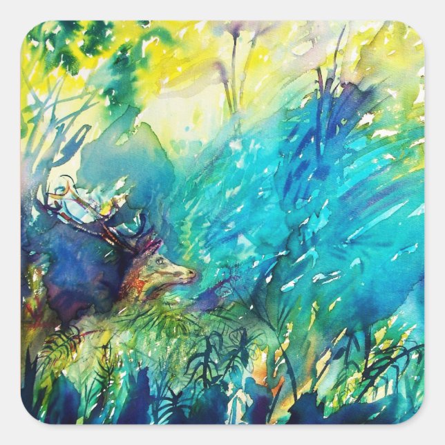 DEIN GREEN WOODLAND QUADRATISCHER AUFKLEBER (Vorderseite)