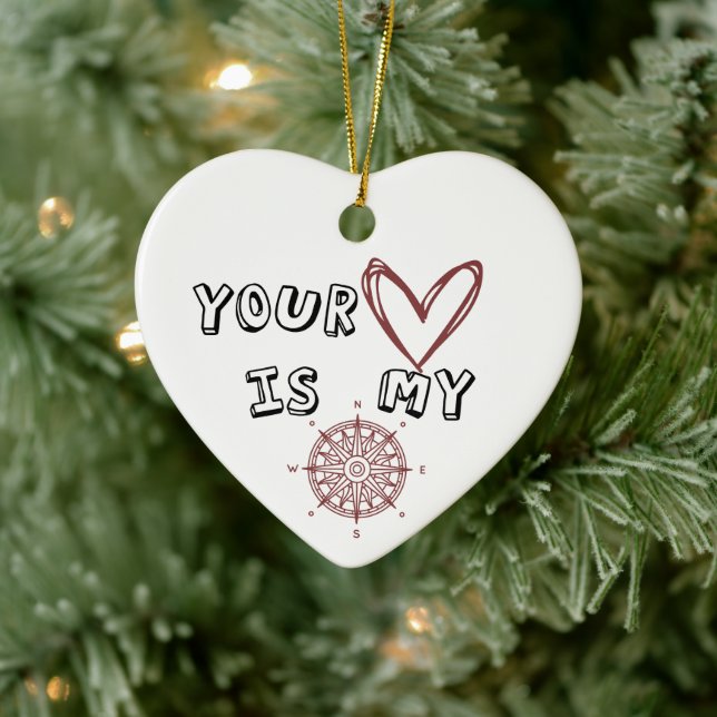 Dein Herz ist mein Kompass Keramik Ornament (Baum)