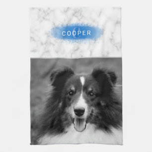 Dein individuelles Foto & Faux Marmortextur mit Bl Geschirrtuch