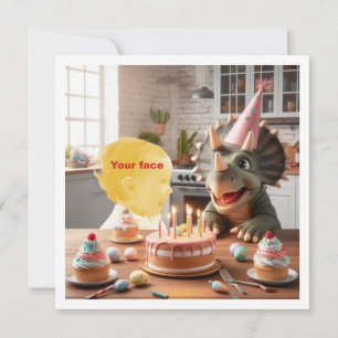 Dein Kind mit Dinosaurier, Triceratops Geburtstag Karte