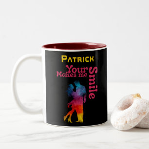 Dein Lächeln lässt mich lächeln, dass ich Valentin Zweifarbige Tasse