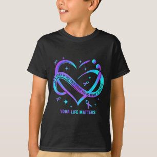Dein Leben S Selbstmordprävention Türkis Lila Herz T-Shirt