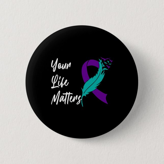 Dein Leben zählt Ribbon N Suizidbewusstsein Menta Button (Vorderseite)