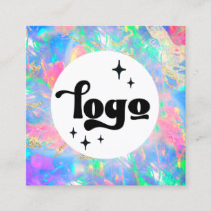 dein Logo Neon Opal quadratische Visitenkarte