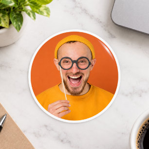 Dein lustiges Selfie-Foto-Upload Runder Aufkleber