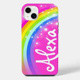 Dein Name 5 Buchstaben Regenbogen pink iPhone Hülle