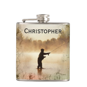 Dein Name auf Gone Fishing Flask Flachmann