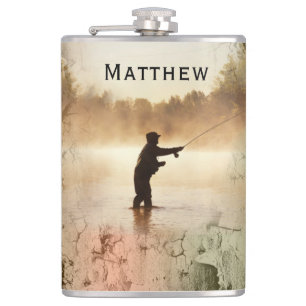 Dein Name auf Gone Fishing Flask Flachmann