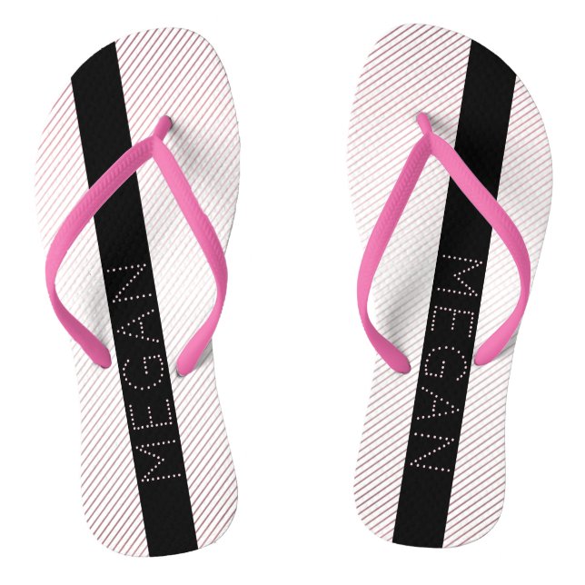 Dein Name | Dünnweiß und sublette Rose Ombre Strei Flip Flops (Fußbett)