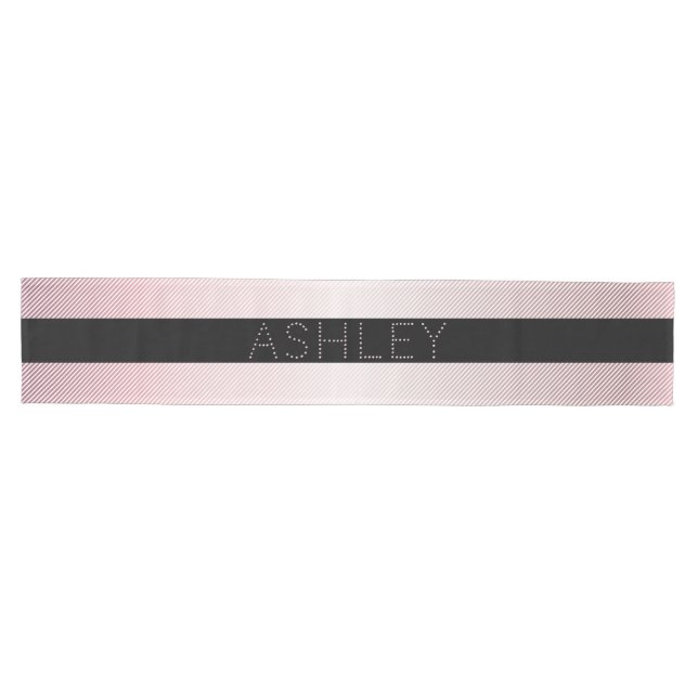 Dein Name | Dünnweiß und sublette Rose Ombre Strei Mittelgroßer Tischläufer (Horizontal)
