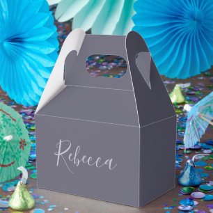 Dein Name Elegante Lavendel-Schrift auf nebligem Geschenkschachtel
