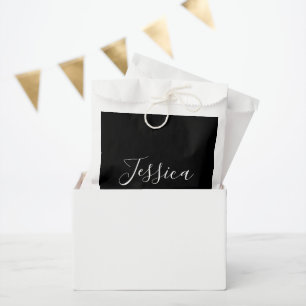 Dein Name   Elegante weiße Schrift auf Schwarz Geschenktütchen