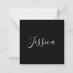 Dein Name   Elegante weiße Schrift auf Schwarz Mitteilungskarte