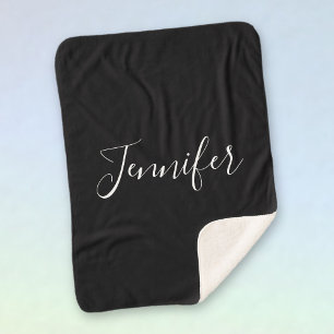 Dein Name Elegante weiße Schrift auf Schwarz Sherpadecke