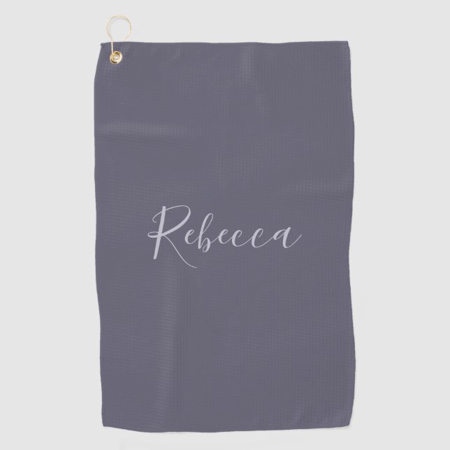 Dein Name | Elegantes Lavenderskript auf Hazy Lila Golfhandtuch (Vorderseite)