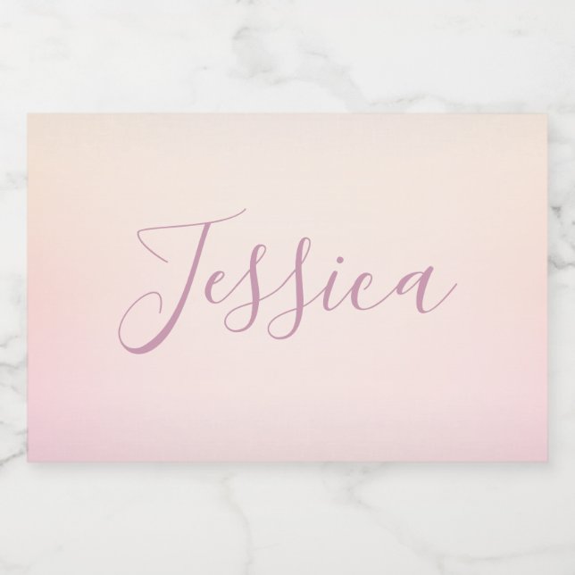 Dein Name | Elegantes Script Soft Ombre Lebensmitteletikett (Einzelnes Label)