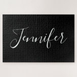 Dein Name | Elegantes weißes Script auf schwarz<br><div class="desc">Ihr Name oder irgendein anderes Wort in eleganter Kalligrafie.</div>