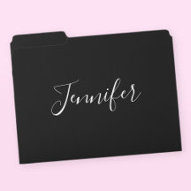 Dein Name | Elegantes weißes Script auf schwarz