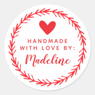 Dein Name Handmade by Runder Aufkleber