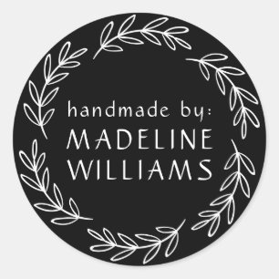 Dein Name Handmade by Runder Aufkleber