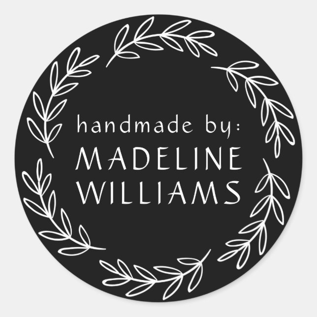 Dein Name | Handmade by Runder Aufkleber (Vorderseite)