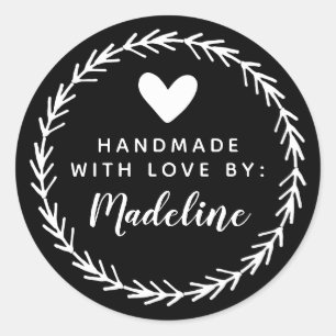 Dein Name   Handmade by Runder Aufkleber