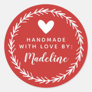 Dein Name Handmade by Runder Aufkleber