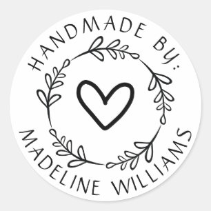 Dein Name Handmade by Runder Aufkleber