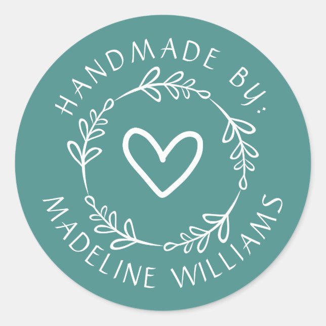 Dein Name | Handmade by Runder Aufkleber (Vorderseite)